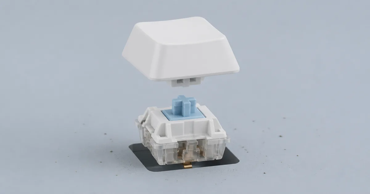 Lifted keycap and switch used while checking a chattering key